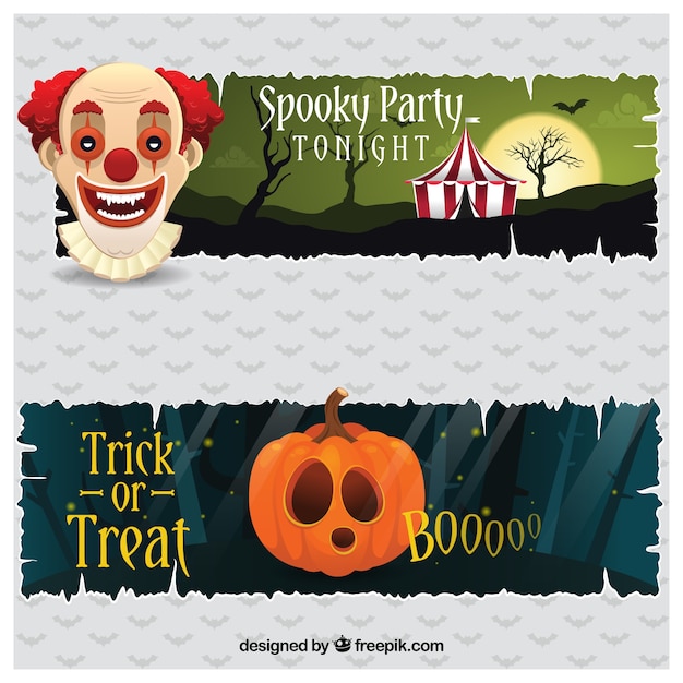 Vector banners de halloween escalofriantes