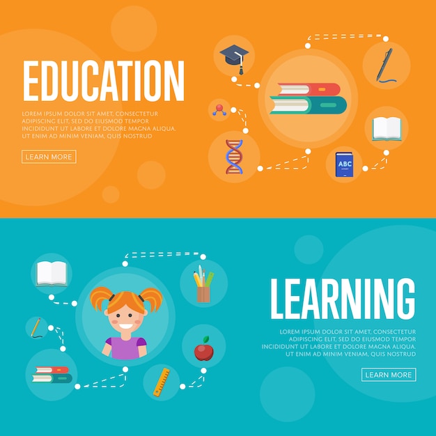 Vector banners de infografías de educación