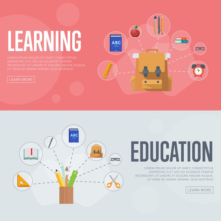 Vector banners de infografías de educación