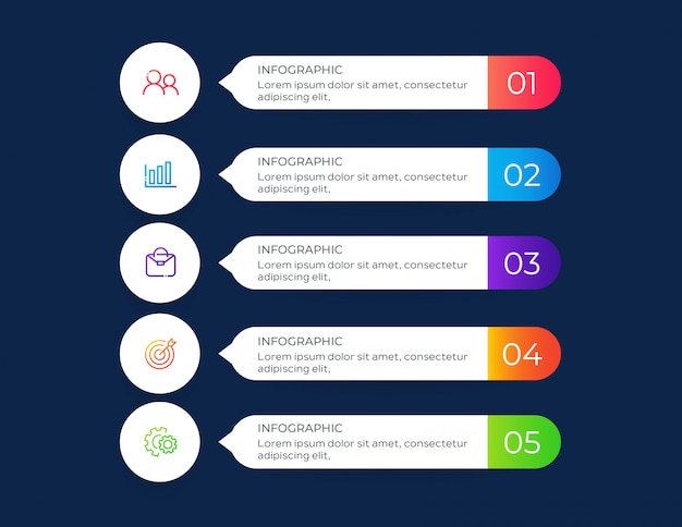 Banners infográficos de 5 pasos