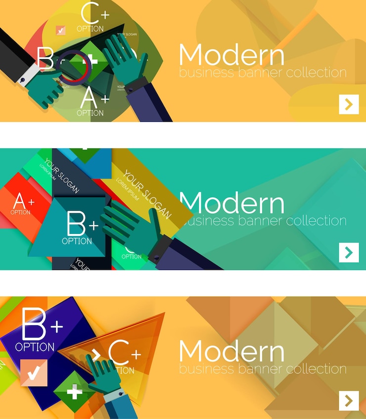 Vector banners infográficos de diseño plano moderno
