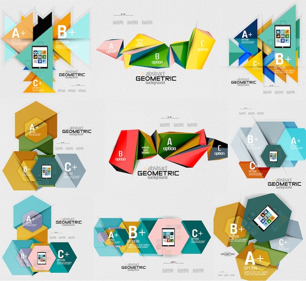 Banners infográficos geométricos