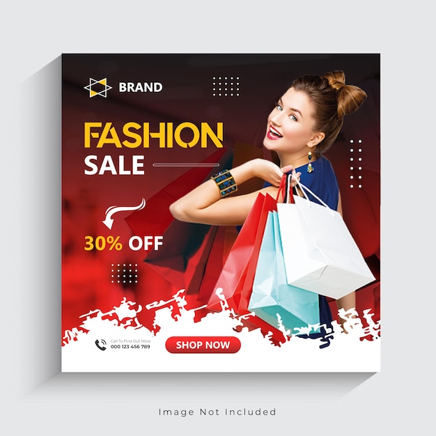 Banners de Instagram de venta de moda exclusiva o plantilla de publicación en redes sociales