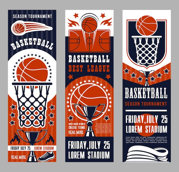 Banners de juego de equipo deportivo de baloncesto