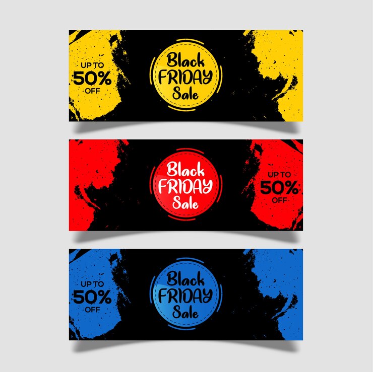 Banners modernos de black friday con diseño plano