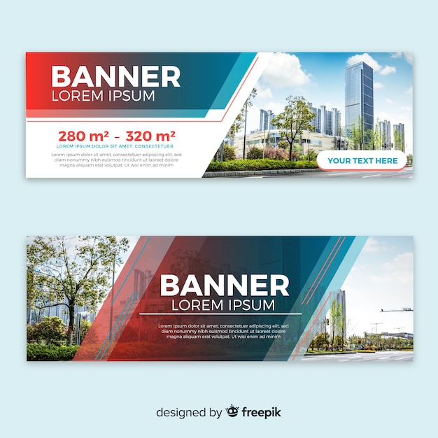 Vector banners modernos de edificios con foto