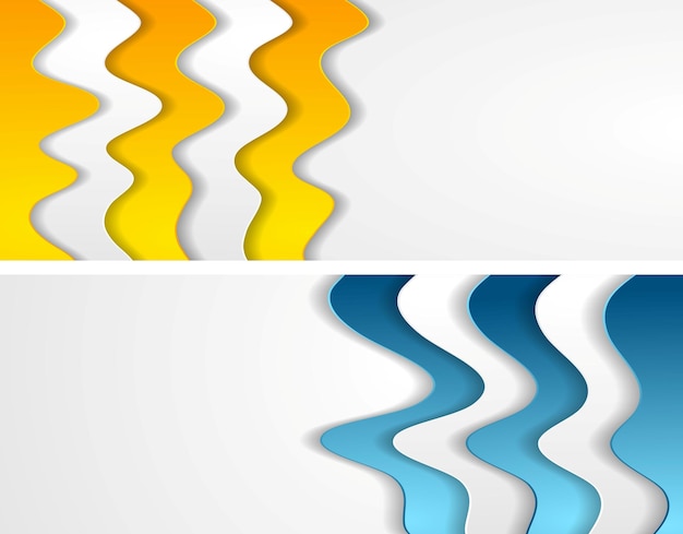 Banners modernos de ondas corporativas brillantes abstractas
