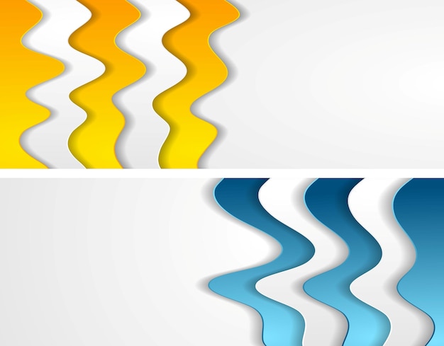 Vector banners modernos de ondas corporativas brillantes abstractas