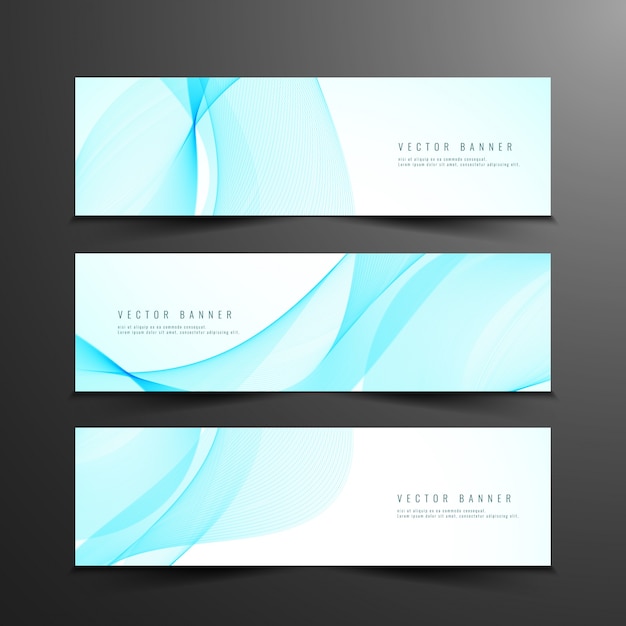 Vector banners modernos ondulados azules