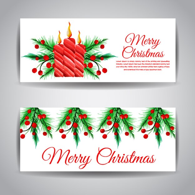 Banners de Navidad de acuarela