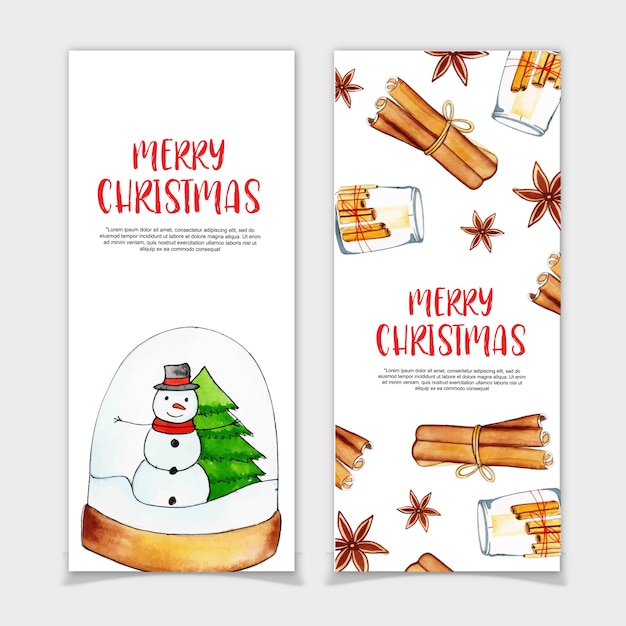 Banners de navidad de acuarela