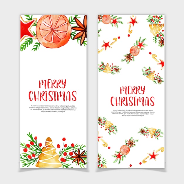 Banners de Navidad de acuarela