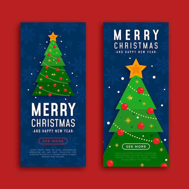 Banners navideños en diseño plano