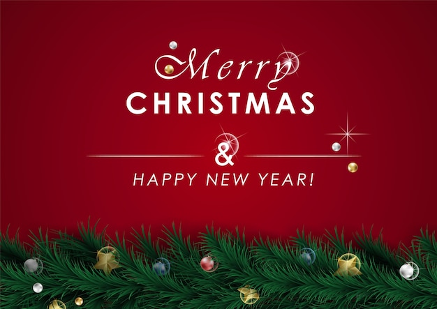 Banners navideños con estrellas decoradas con ramas. Deseos y borde de ramas de árbol de Navidad de aspecto realista decoradas