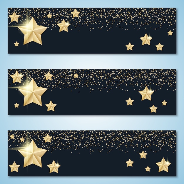Banners negros de Navidad con estrellas