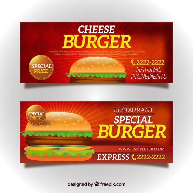 Vector banners de oferta de hamburguesa