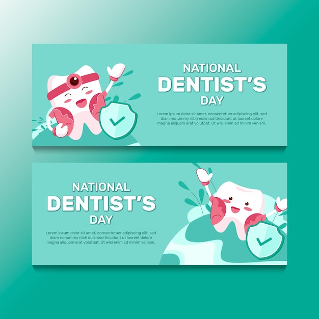 Banners planos del día nacional del dentista