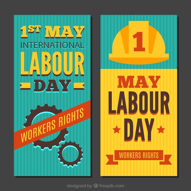Vector banners planos del día del trabajador