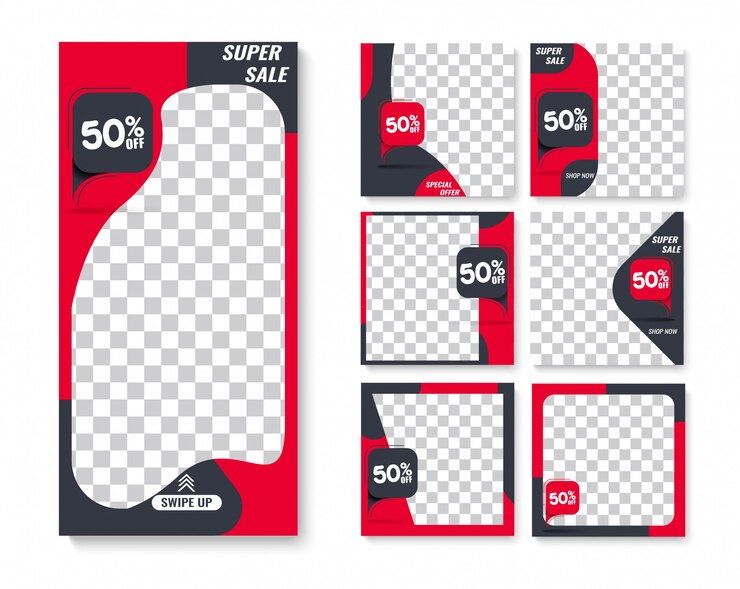 Banners planos geométricos para redes sociales
