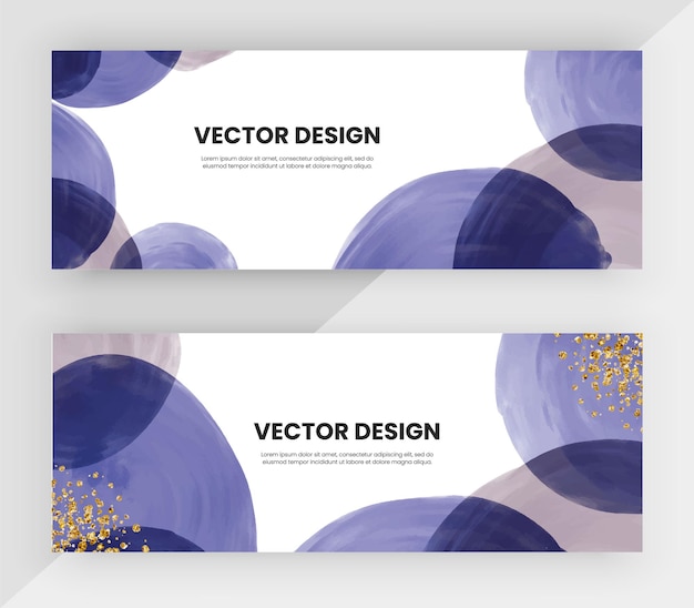 Banners de plantillas horizontales con textura de acuarela azul