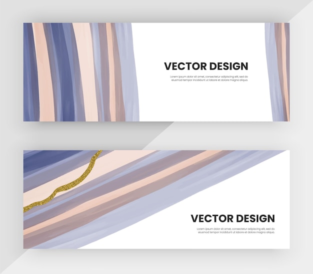 Vector banners de plantillas horizontales con textura de acuarela azul