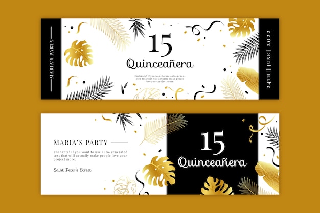 Banners de quinceañera de lujo degradados horizontales