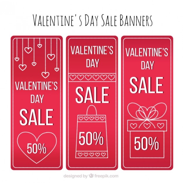 Vector banners de rebajas del día de san valentín