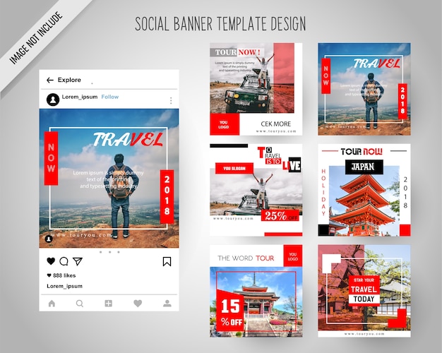 Banners de redes sociales itinerantes para marketing digital