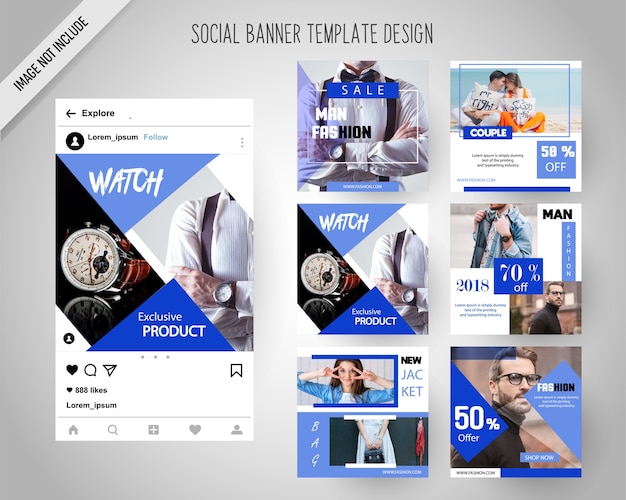 Banners de redes sociales de moda para marketing digital