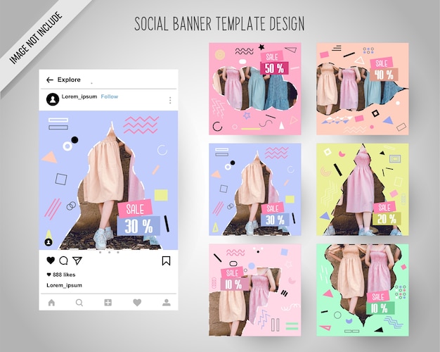 Vector banners de redes sociales de moda minimal para marketing digital