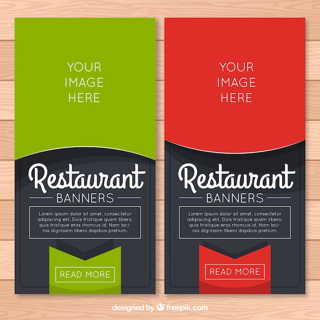 Banners de restaurante con etiqueta