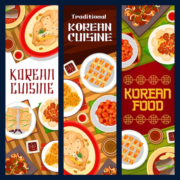 Banners de restaurante de plato de comida de menú de cocina coreana