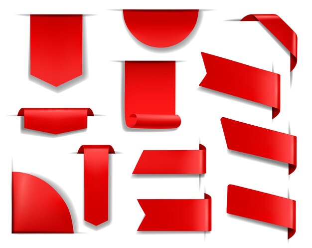 Banners rojos y etiquetas de cinta para vector de página web