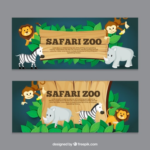 Vector banners de safari con animales