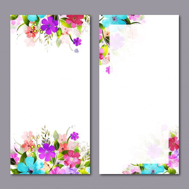 Banners de sitio web con flores de colores.