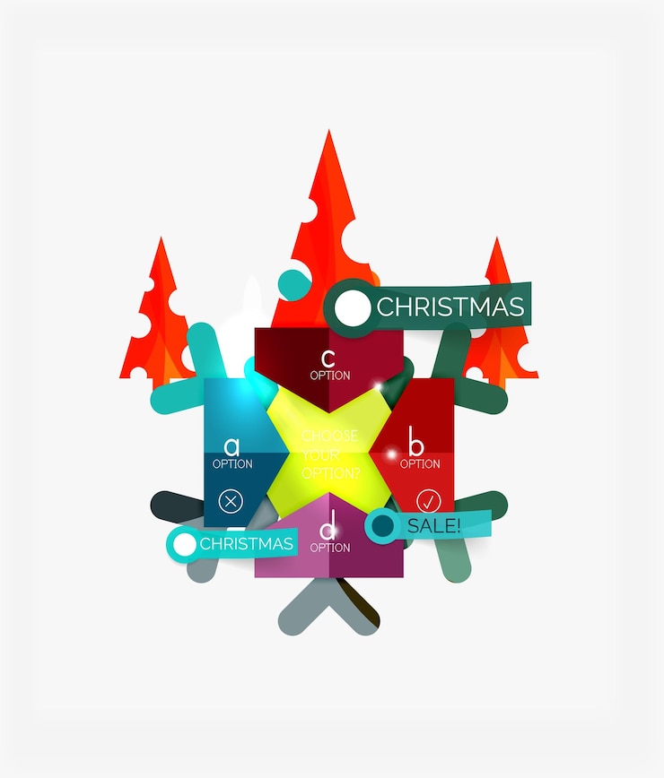 Vector banners de tarjetas de felicitación de navidad de papel con texto plantillas geométricas de vacaciones