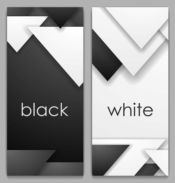 Vector banners tecnológicos geométricos en blanco y negro