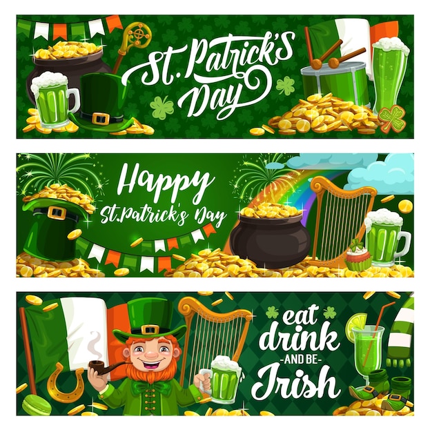 Banners de vacaciones del día de san patricio