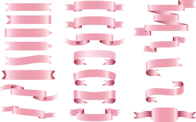 Vector banners de vector de cinta rosa brillante conjunto etiqueta de cinta cinta rosa brillante etiqueta rizada cinta ondeando