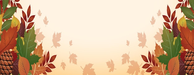 Banners de vector de otoño fondo de hojas de otoño colorido
