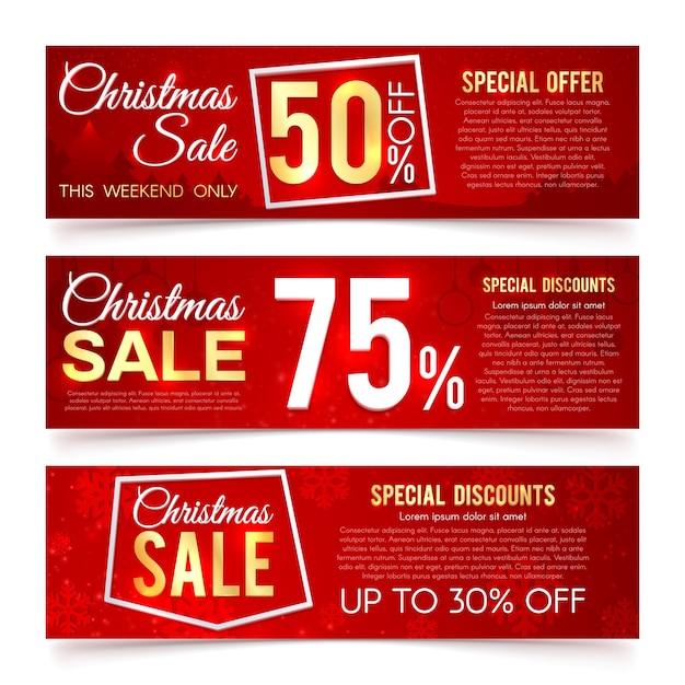 Banners de vector de ventas de navidad