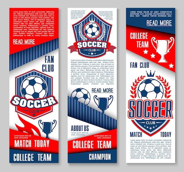 Vector banners vectoriales para fútbol o club deportivo de fútbol