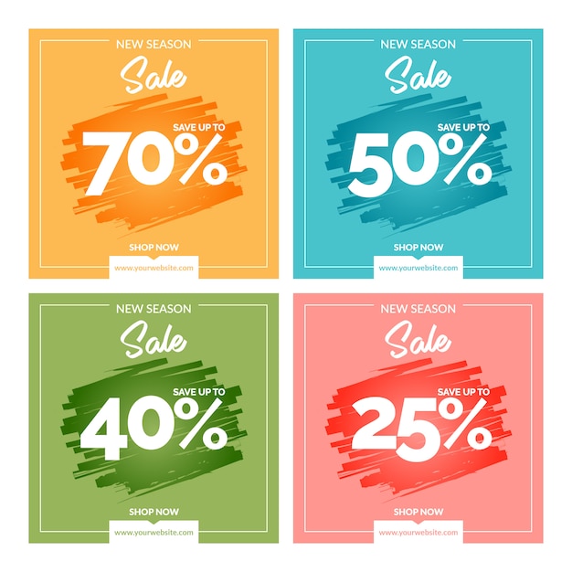 Vector banners de venta de colores modernos