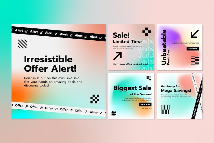 Vector banners de venta de kit de plantillas de redes sociales