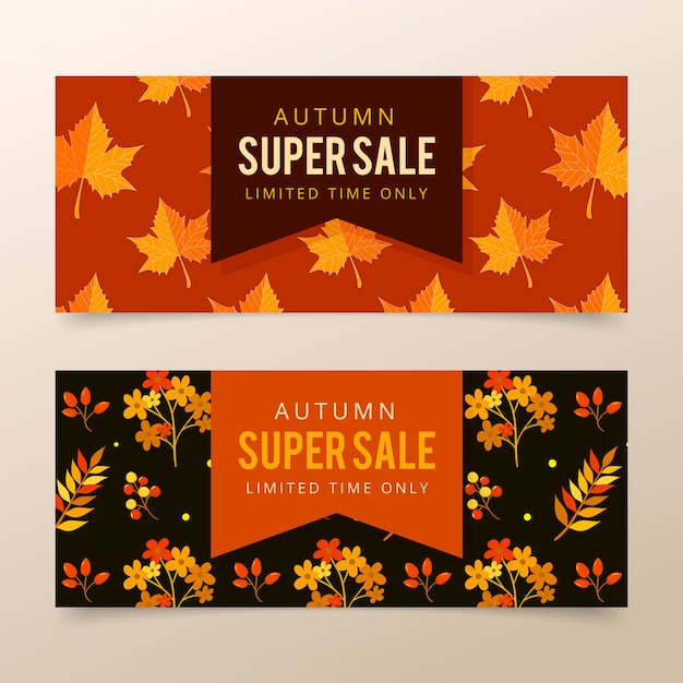 Vector banners de venta otoño