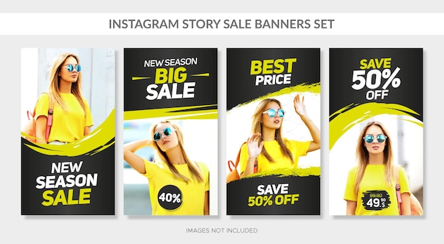 Banners de venta verticales con marcos abstractos para historia web e instagram