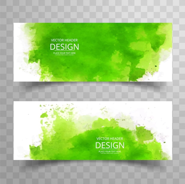 Vector banners verdes modernos de acuarela