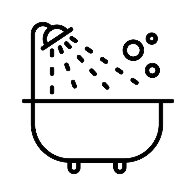 Baño bañera ducha contorno icono vector ilustración