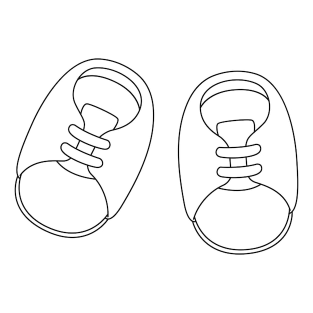 El baño de bebé el niño de bebé zapatos aislados página de colorear