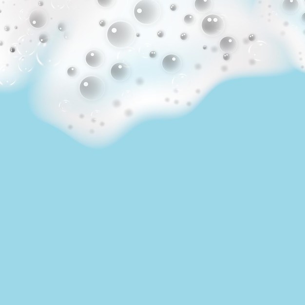 Baño de espuma azul aislado sobre un fondo claro. Textura de burbujas de champú.